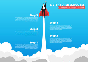 Super Businessman Step Infographic Career Path