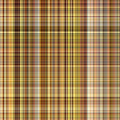 Woodland brown tartan seamless pattern textile. Tonal autumnal forest plaid with organic texture. Background of orange stripe for rough wallpaper. 