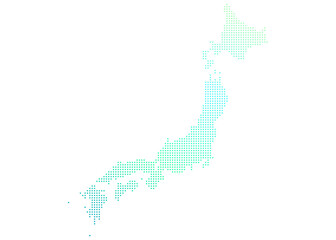 パステルカラーのドット日本地図イラスト（シンプル・ミントグリーン）