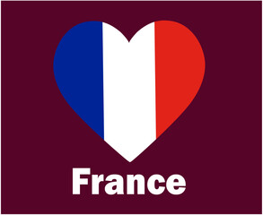 France Flag Heart With Names Symbol Design Europe football Final Vector European Countries Football Teams Illustration