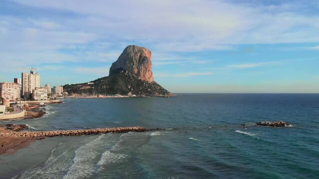 Picturesque scenery of Penyal d'Ifac Natural Park and Calpe cityscape