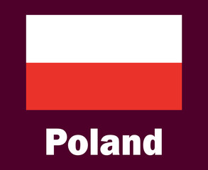 Poland Flag Emblem With Names Symbol Design Europe football Final Vector European Countries Football Teams Illustration