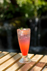 A welcome drink of fruit juice for guests who visit and relax during the holidays.