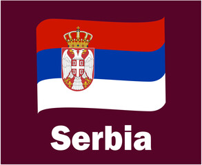 Obraz premium Serbia Flag Ribbon With Names Symbol Design Europe football Final Vector European Countries Football Teams Illustration