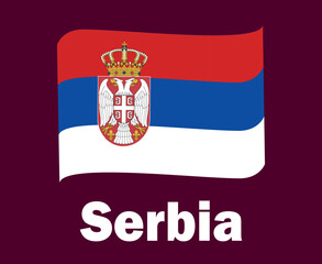 Serbia Flag Ribbon With Names Symbol Design Europe football Final Vector European  Countries Football Teams Illustration