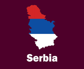 Obraz premium Serbia Map Flag With Names Symbol Design Europe football Final Vector European Countries Football Teams Illustration