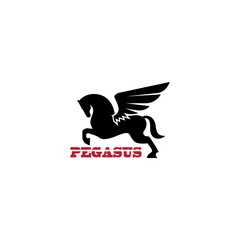 Pegasus horse vector illustration for an icon, symbol or logo. Pegasus horse flat logo 