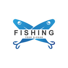 fishing logo vector with slogan template