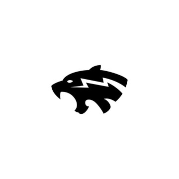 black tiger vector illustration for icons, symbols and logos. panther flat logo 