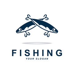 fishing logo vector with slogan template