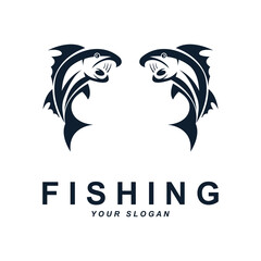 fishing logo vector with slogan template