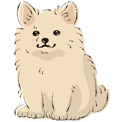 ポメチワのイラスト（ポメラニアンとチワワのミックス犬）