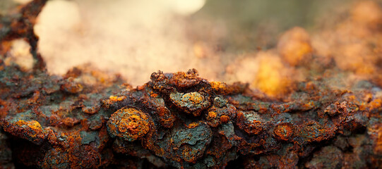rusty peeling iron with blurry background