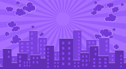 Fototapeta premium Night city background in pop art style. Vector illustration
