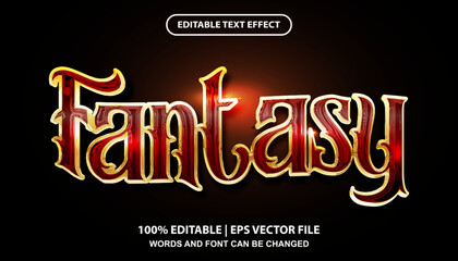 Fantasy editable text effect template, golden lettering in movie title font style