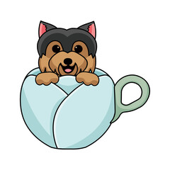 Dog in cup cartoon ,Cute clip art ,Clip Art for Personal and Commercial use, Digital clip art for Download