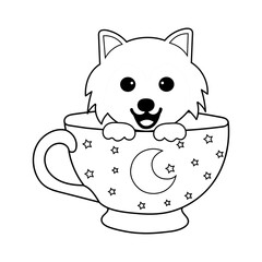Dog in cup cartoon ,Cute clip art ,Clip Art for Personal and Commercial use, Digital clip art for Download
