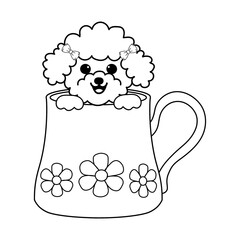Dog in cup cartoon ,Cute clip art ,Clip Art for Personal and Commercial use, Digital clip art for Download