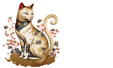 Tet Vietnamese lunar new year, 2023 year of the cat zodiac card generative ai	