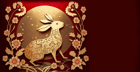 Chinese lunar new year 2023, year of the rabbit zodiac - generative ai
