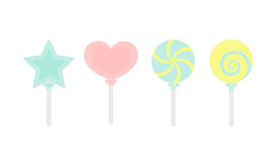 set of illustrations of lollipops on a white background