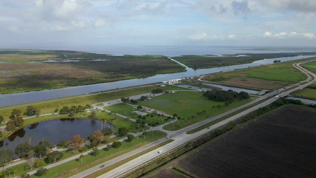 Aerial video John Stretch Memorial Park Clewiston FL USA