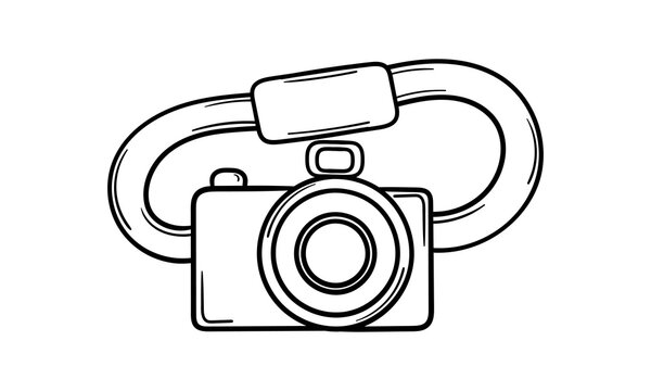 hand drawn camera on white background