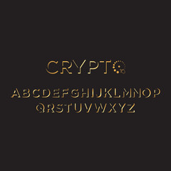 Crypto Gold Alphabet Font Typography. Eps 10 Vector Template