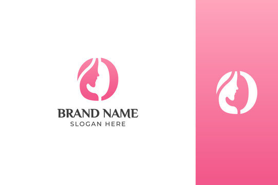 O Letter Beauty Face Pink Logo Design Vector