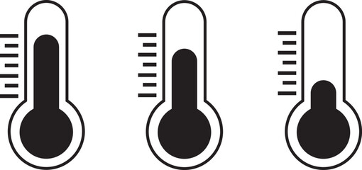 Obraz premium Temperature Symbol Set .Three vector thermometer showing the temperature . Thermometer icon.