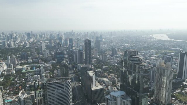Aerial view of Bangkok downtown in Thailand.