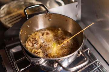 cooking in a kitchen