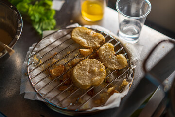 cooking in a kitchen