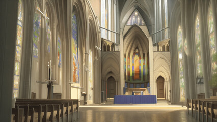 Fototapeta premium アニメ調のファンタジー背景イラスト(AI generated image)