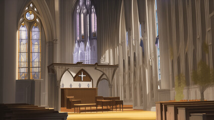 アニメ調のファンタジー背景イラスト(AI generated image)