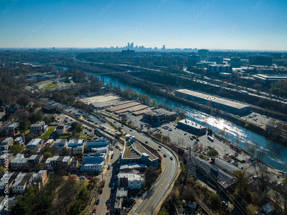 Wall mural Aerial Drone of Manayunk 