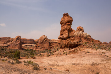 Fototapeta na wymiar Fancy geological formations in the Arches National Park, Utah