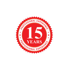 Red 15 years of experience illustration badge