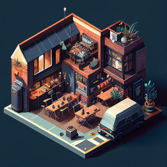 A house, isometric created with generative AI technology