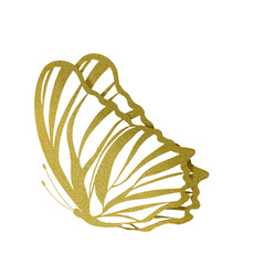 Gold abstract butterfly outline.