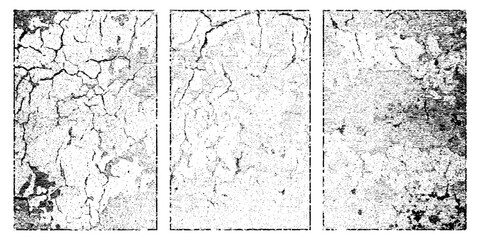 Set of grunge distress urban textures. Texture of spots, stains, ink, dots, scratches. Damaged backdrop. Dirty artistic design element. Simply place textures over any object to create grungy effect