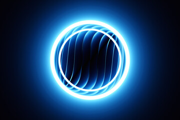 3D rendering abstract   purple   round shape, portal with frame .  round spiral on  dark  isolated background