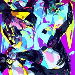 bright, colored background, abstraction, japanese anime style, ai