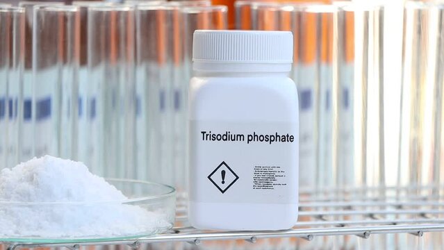 trisodium phosphate in bottle , chemical in the laboratory and industry