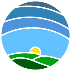 Sunrise nature landscape. Simple and modern vector landscape illustration