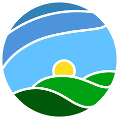 Sunrise nature landscape. Simple and modern vector landscape illustration