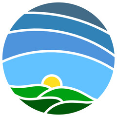 Sunrise nature landscape. Simple and modern vector landscape illustration