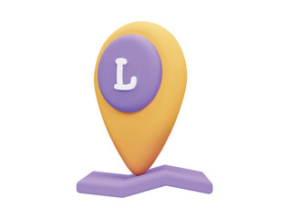 location mark and map with 3d vector icon cartoon minimal style
