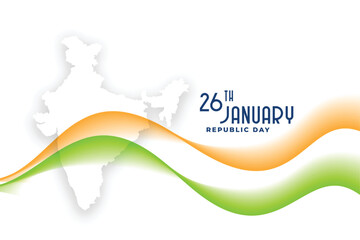 indian map with wavy flag for republic day celebration