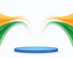 stylish indian flag with 3d podium platform for republic day